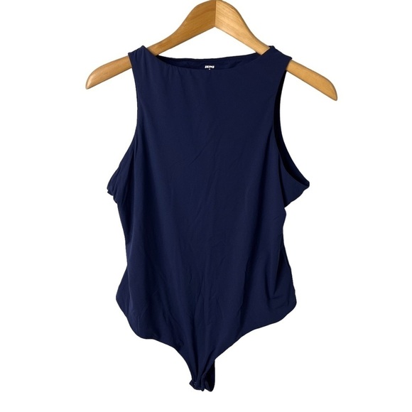 Skims Fits Everbody High Neck Bodysuit Navy Blue Size 4X Thong Back - Picture 4 of 9